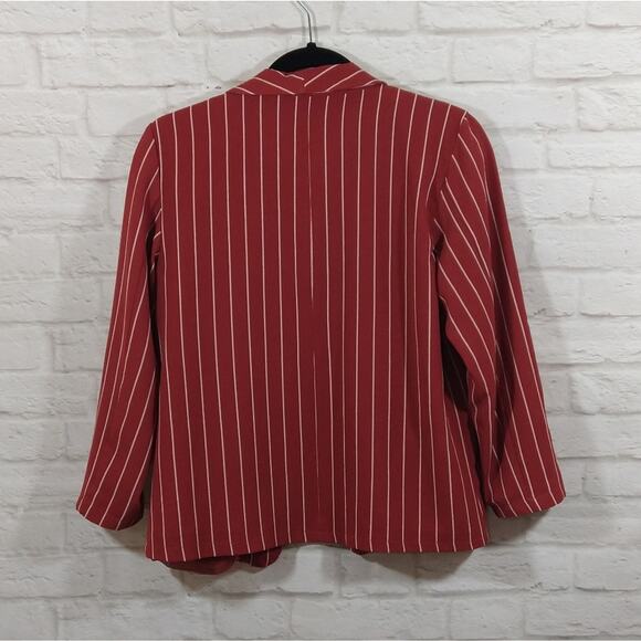 Aware by Vero Moda Mauve Orange Pink Striped Open Front Cardigan Blazer Size M - Picture 5 of 9